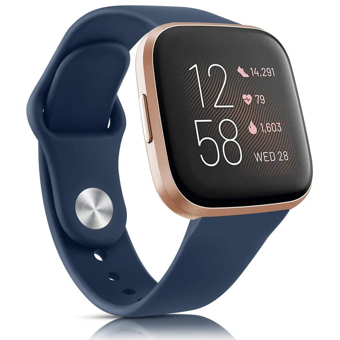 Flexible silicone Fitbit Versa 3 wristband in vibrant colors, compatible with Habicare TWS for comfortable wear and style.