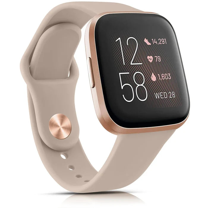 Habicare flexible silicone wristband for Fitbit Versa 3, available in 17 colors, designed for comfortable TWS wear.