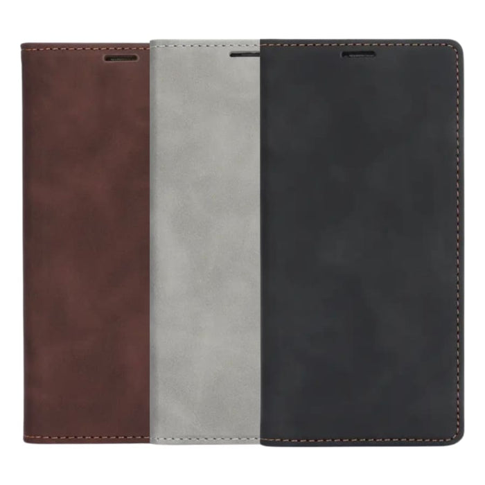 9eight5 flip case for iPhone 15 Pro (6.1-inch), shown in one of three available colors, offers stylish protection for the phone.