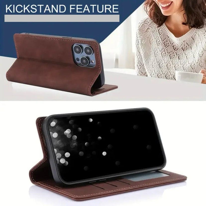 9eight5 flip case for iPhone 15 Pro (6.1-inch), available in three colors, featuring protective cover and sleek design.