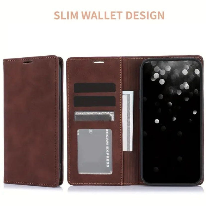 9eight5 flip case for iPhone 16 Pro Max 6.7-inch in brown, showcasing a stylish protective phone cover with flap design.