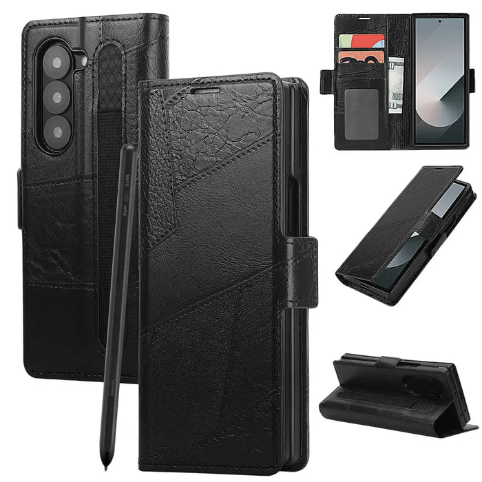 Habicare 9eight5 flip leather phone case for Samsung Galaxy Z Fold7, available in two colors, with a sleek, protective design.