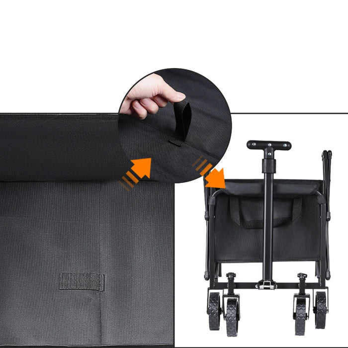 Heavy-duty foldable portable camping and utility cart by Habicare, with sturdy SS frame and large wheels for easy transport