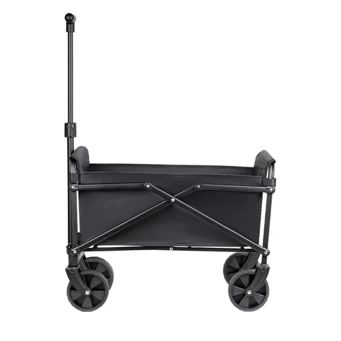 Heavy-duty foldable portable camping and utility cart by Habicare, made of stainless steel with sturdy wheels for outdoor use.
