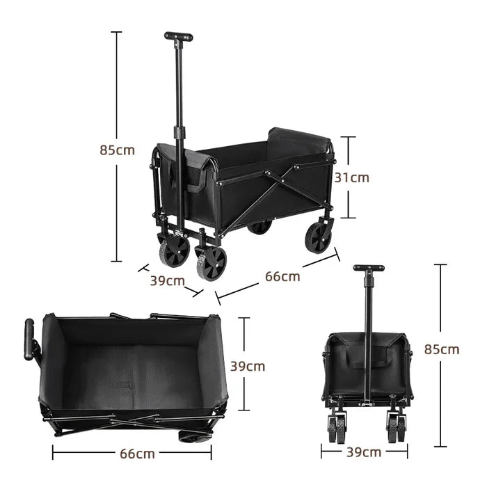 Heavy-duty Habicare SS foldable portable camping and utility cart with sturdy handles and wheels, ideal for outdoor and utility use.