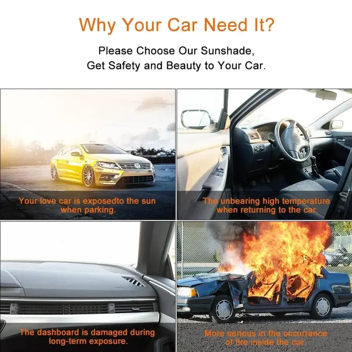 HBC Habicare folding car windshield sunshade anti-UV visor, compact design with two size options for sun protection.