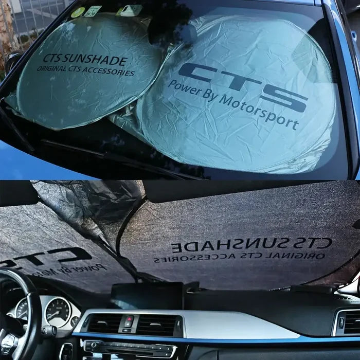 HBC Habicare folding car windshield sunshade with anti-UV visor, available in two sizes, designed to protect your vehicle from sun heat.
