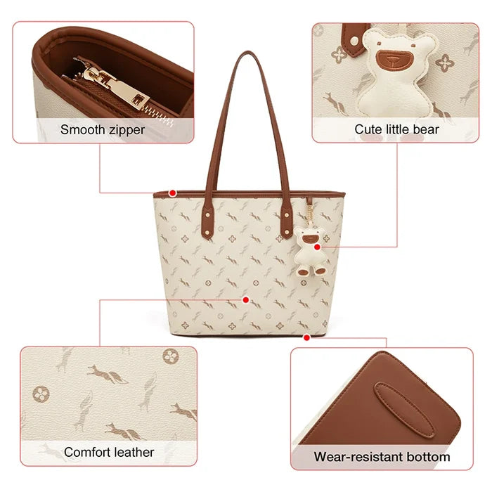 FOXER PU Leather Women Shoulder Bag Casual Female Handbag Large Capacity Tote Bag for Daily & Commute