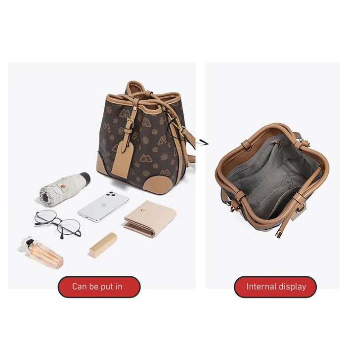 FOXER Women Fashion Crossbody Bag Bucket Shoulder Handbag Purse for Lady Gift for Wife Girlfriend