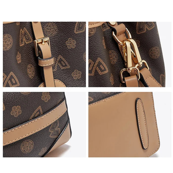 FOXER Women Fashion Crossbody Bag Bucket Shoulder Handbag Purse for Lady Gift for Wife Girlfriend