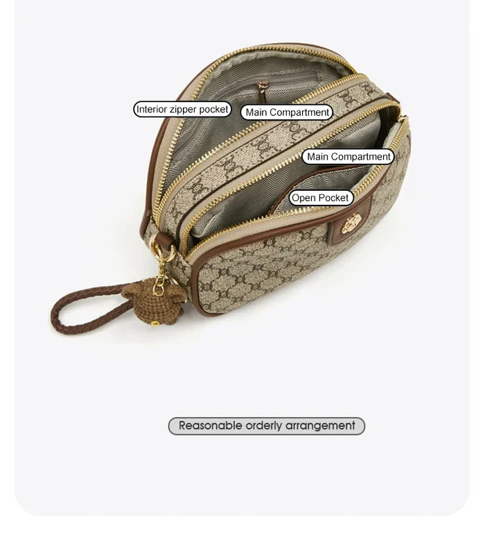 FOXER Women Small Shoulder Bag Fashion Monogram PVC Lady Crossbody Handbag with Adjustable Strap
