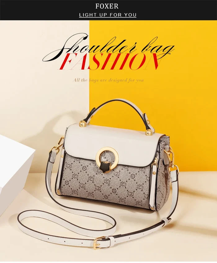 FOXER Women's Shoulder Bag Vintage Signature Tote Bag 2026 Luxury Fashion Female Handbag Crossbody Purse