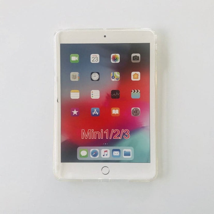 Clear full-body protective cover for iPad Mini 1, 2, and 3 by 9eight5, shown on a tablet screen.