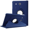 Navy full-body protective cover for Samsung Galaxy Tab E 9.6-inch T560/T561 by 9eight5, showing front and back views.