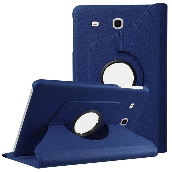 Navy full-body protective cover for Samsung Galaxy Tab E 9.6-inch T560/T561 by 9eight5, showing front and back views.