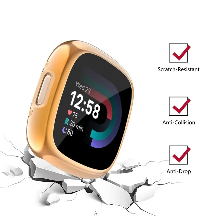 Habicare full cover watch case protecting the Fitbit Sense, with sleek design and precise cutouts for buttons and sensors.