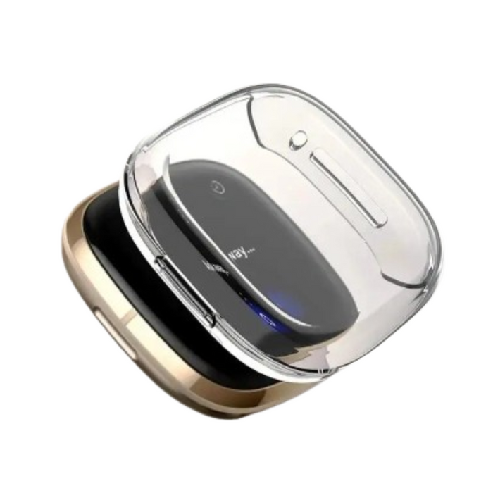 Habicare TWS full cover watch case for Fitbit Versa 3, protective accessory shown on the device with precise fit and design.