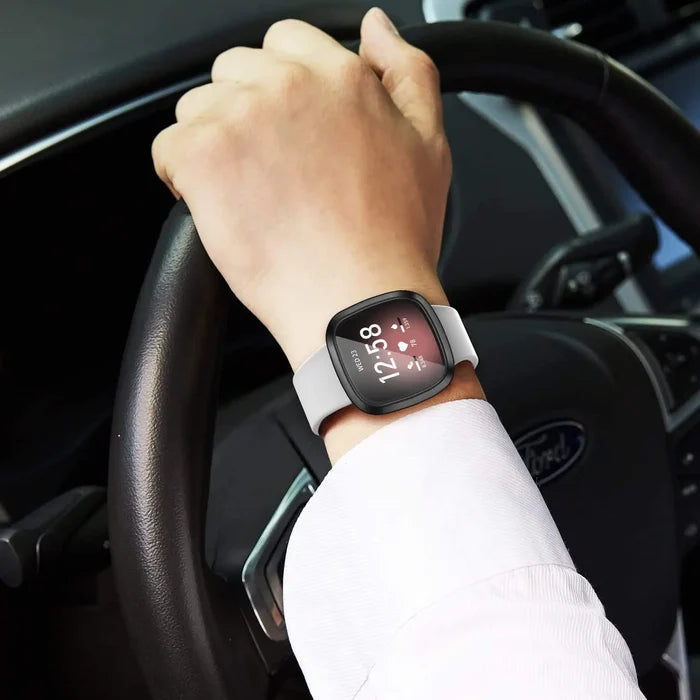 Habicare TWS full cover watch case for Fitbit Versa 4, protective accessory with precise cutouts and sleek design.