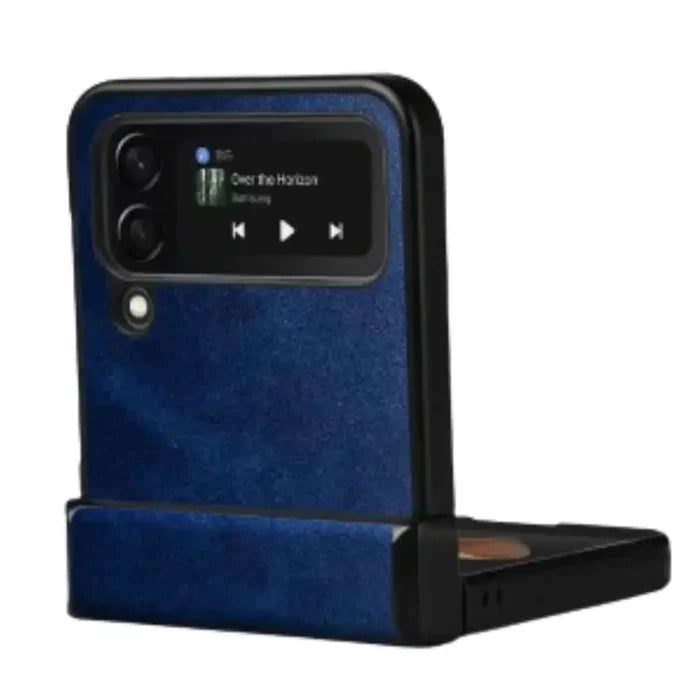 Habicare 9eight5 full protective leather case for Samsung Z Flip, sleek black cover with precise cutouts and smooth finish.