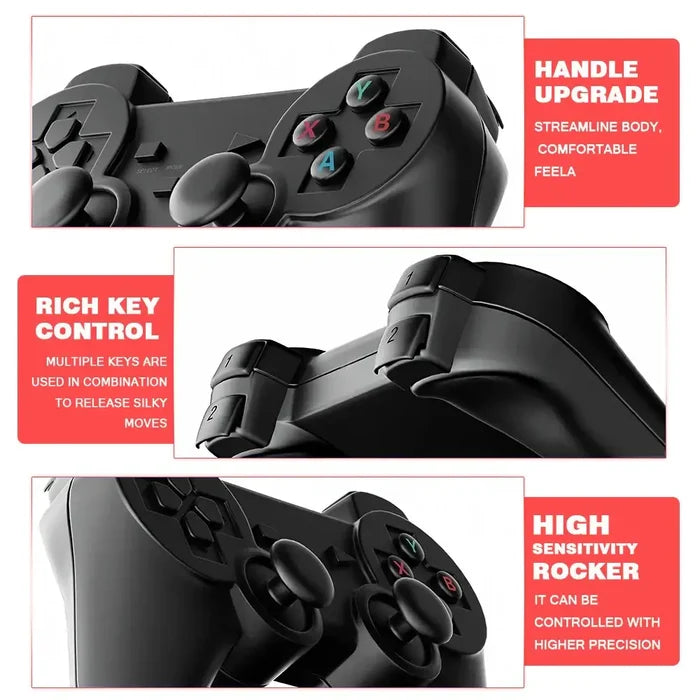 Habicare 9eight5 Game Stick 4K HD Retro Console with classic design for gaming and entertainment.