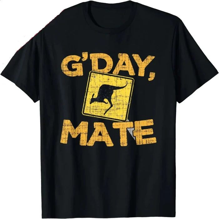 Habicare G’day Mate Kangaroo T-Shirt in size S, casual short sleeve shirt featuring a kangaroo graphic on front, breathable cotton fabric.