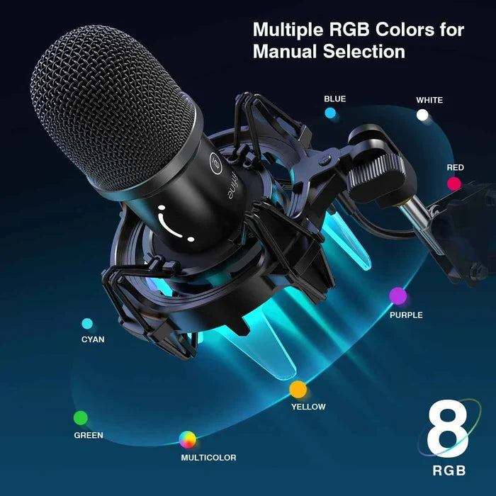 FIFINE USB dynamic microphone kit for clear sound recording, featuring a professional microphone and accessories.