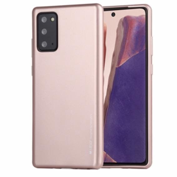 9eight5 Goospery silicone case for Samsung Galaxy Note 20 Ultra in rose gold, showing a smooth, flexible protective phone cover.