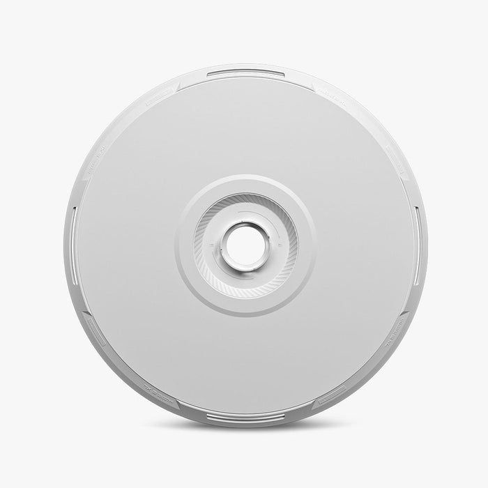 The HALODISC 2 Replacement Wheel Covers for Tesla Model Y by HALOBLK Store are shown from above on a white background, featuring a sleek silver design with a central opening and no visible markings or labels.