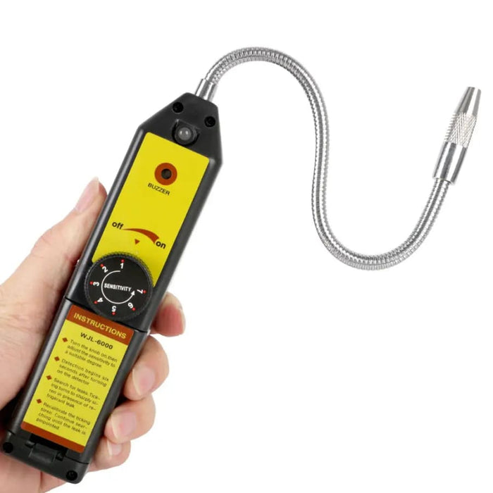 9eight5 halogen freon gas leakage tester tool for detecting refrigerant leaks in HVAC systems.