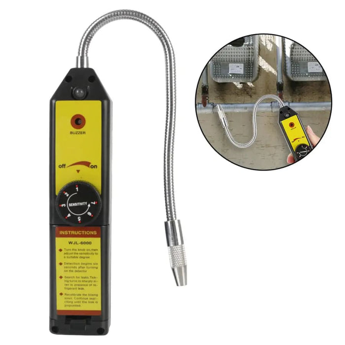 9eight5 halogen freon gas leakage tester tool for detecting refrigerant leaks in HVAC systems.