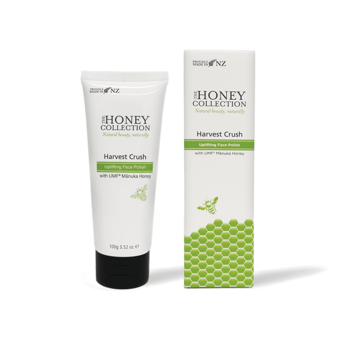 The Honey Collection Harvest Crush Uplifting Face Polish cleanser with natural exfoliants and fresh fruit extracts.