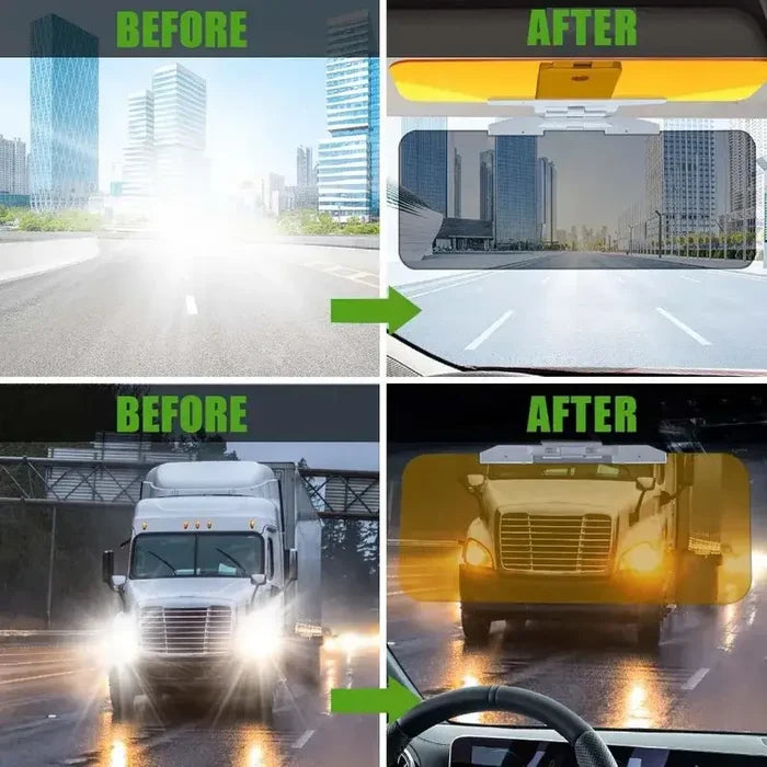 Habicare HD Anti-Glare Car Sun Visor for day and night driving, providing sunlight protection and reducing glare.