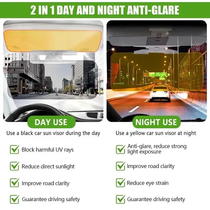 Habicare HD Anti-Glare Car Sun Visor for day and night driving, provides sunlight protection and glare reduction.