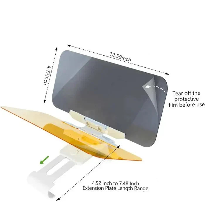 HBC Habicare HD anti-glare car sun visor for day and night driving, providing sunlight protection and glare reduction.