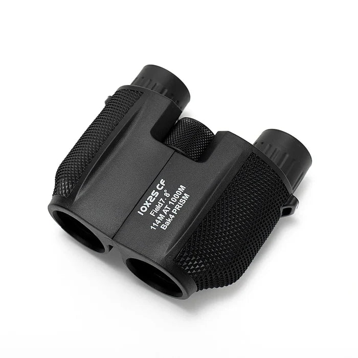 Habicare HD binoculars with 10x25 magnification for outdoor birding and moon viewing, featuring compact design and black finish.