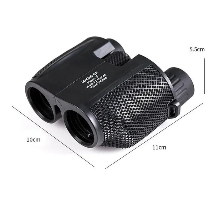Habicare HD binoculars for outdoor birding and moon viewing, 10x25 compact binoculars with black body and adjustable eyepieces.
