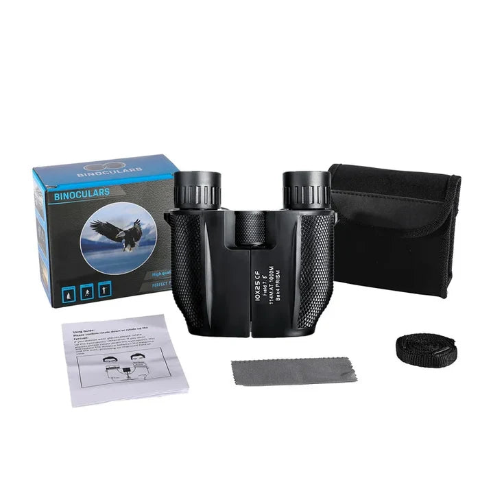 Habicare HD binoculars for outdoor birding and moon viewing, 10x25 compact binoculars with SS design, clear lens view