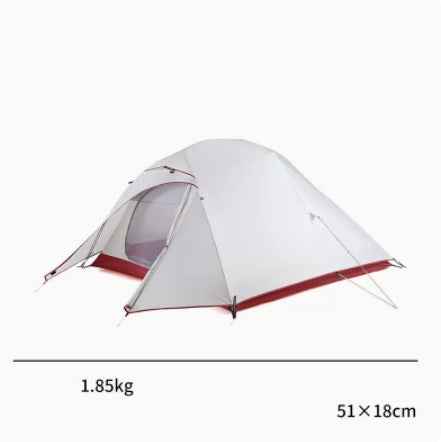 Mead's Supply & Equipment Outfitters hiking camping tent set up outdoors with rainfly and open door showing interior space