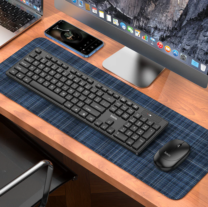 Techplus Hoco wireless keyboard and mouse combo with USB receiver, compact design, black color, and ergonomic keys.
