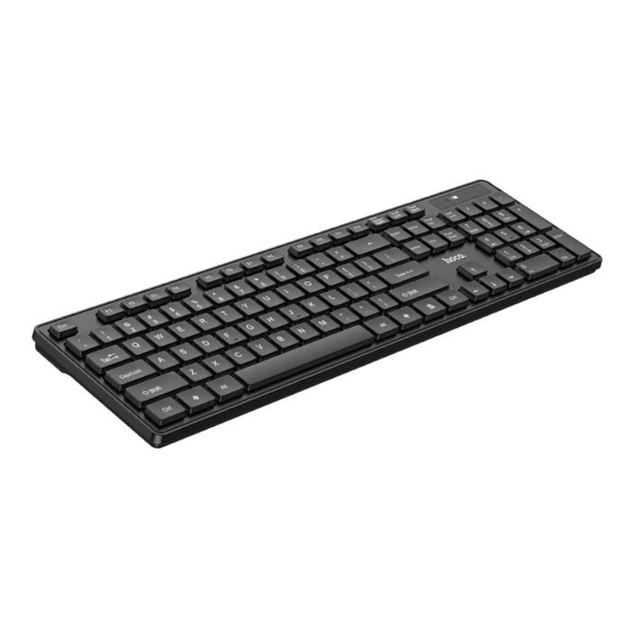 Techplus Hoco wireless keyboard and mouse combo with USB receiver, sleek black design, compact and ergonomic for comfortable use.