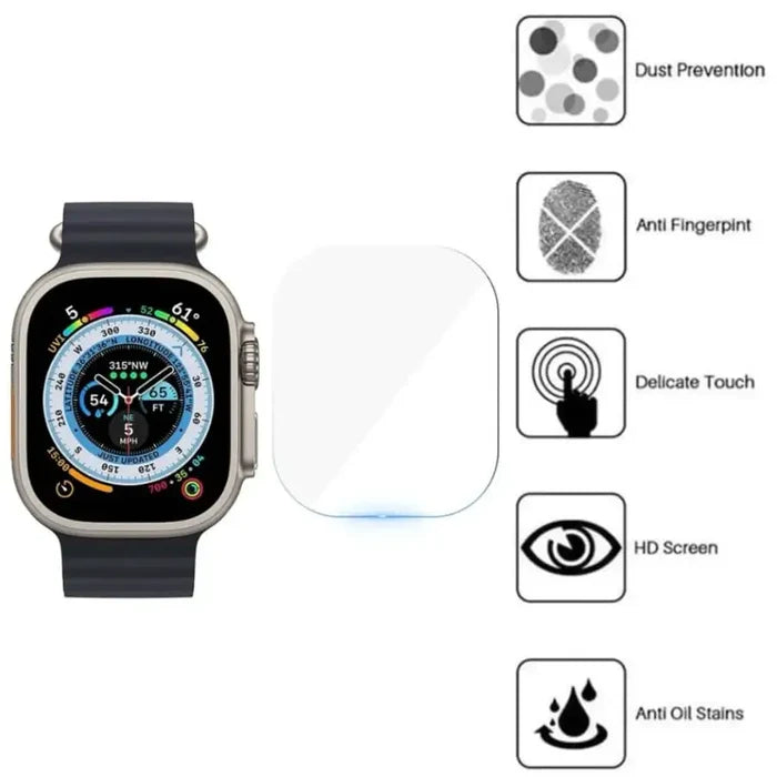 Set of five Habicare Hydrogel Screen Protectors for Apple Watch Ultra 2, showing clear, flexible protectors on watch screens.