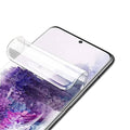 Hydrogel screen protectors for Samsung Galaxy A72 4G/5G by 9eight5, pack of 2, showing the flexible protectors fitted on the phones.