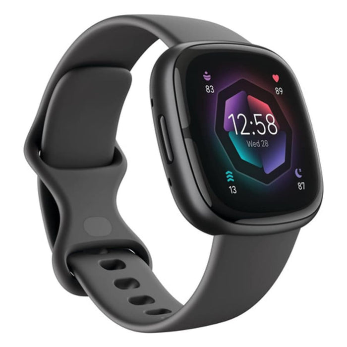 Hydrogel screen protectors for Fitbit Sense 2 smartwatch, pack of 6, showcasing clear, flexible protectors on a smartwatch screen.