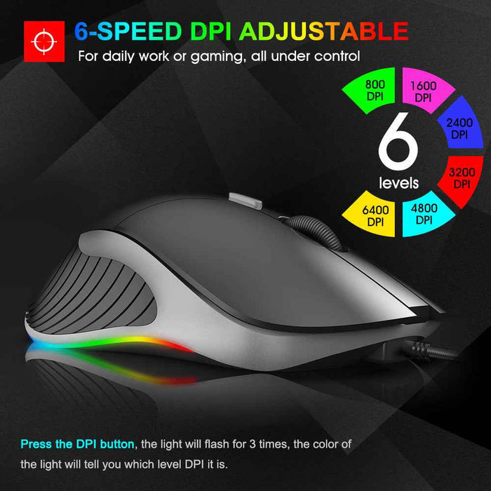 IMICE X6 wired RGB gaming mouse with 6 buttons and ergonomic design, featuring customizable lighting for PC gaming.