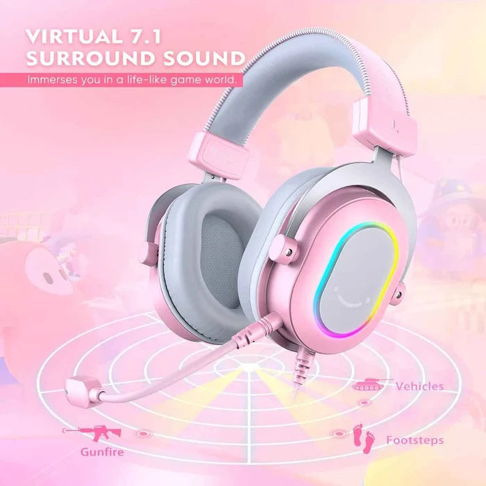 FIFINE gaming headset with over-ear design, adjustable microphone, and cushioned ear cups for immersive gaming audio.