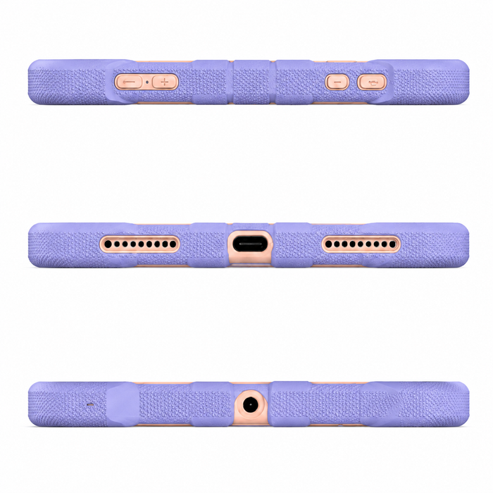 TechPlus rugged shockproof case for iPad Air 5th Gen with pink color and built-in kickstand, designed for durable tablet protection.