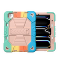 Techplus rainbow rugged shockproof case for iPad Pro 11-inch M4 2024 with kickstand, showing the colorful protective cover.
