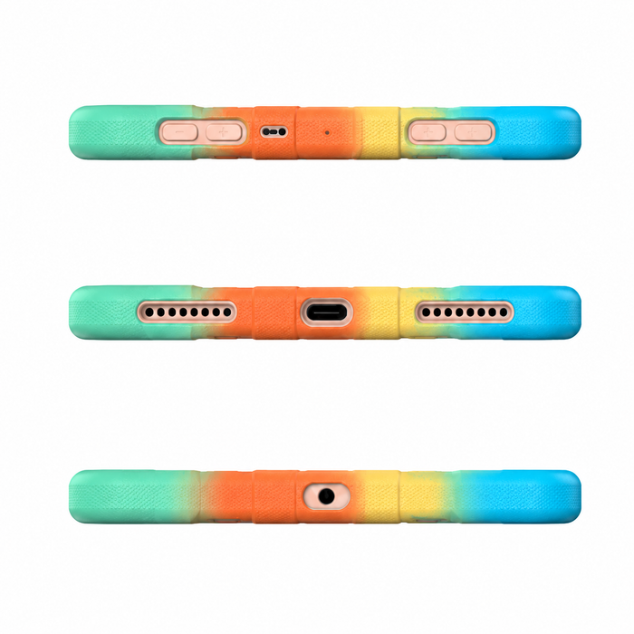 Techplus iPad Pro 11-inch (M5) 2025 rugged shockproof case with rainbow design and built-in kickstand for tablet protection.