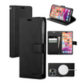 Black techplus iPhone 12 Pro Max flip PU leather wallet case showing front and back design with card slots and protective cover.