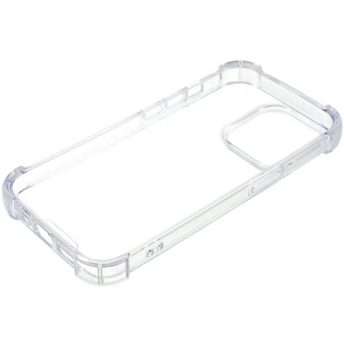 Clear iPhone 13 Pro shockproof mobile phone case by techplus with reinforced edges and transparent design for durability and protection.